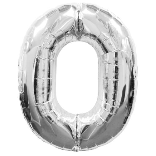 Silver Foil Number Balloon - 0 - Click Image to Close